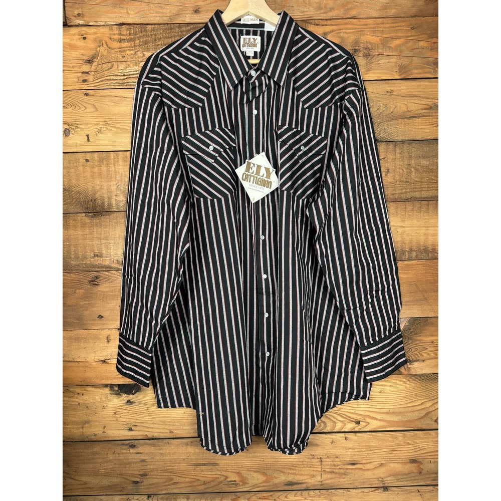 Ely Cattleman Western Shirt Mens Big 3X Striped Pearl Snap NWT